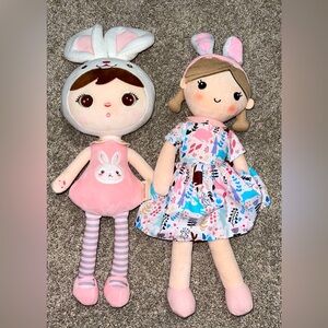 Gloveley Linzy soft plush doll bunny ears 15 inch Easter lot of 2